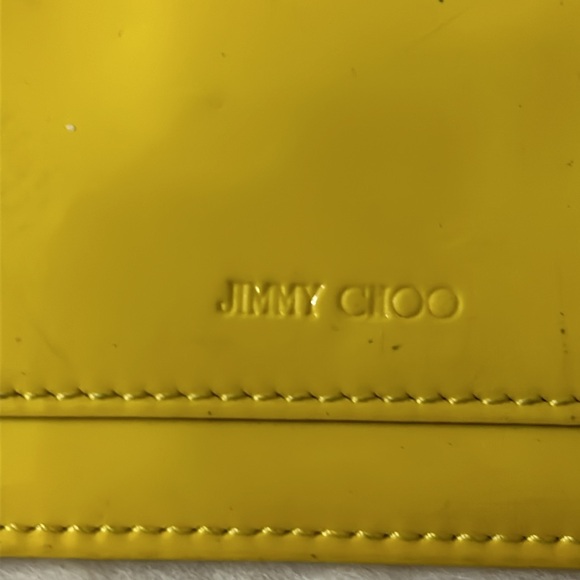 Jimmy Choo Yellow patent leather star studded keychain cardholder pouch - Picture 6 of 16
